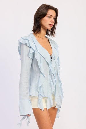 Tie Front Ruffled Top