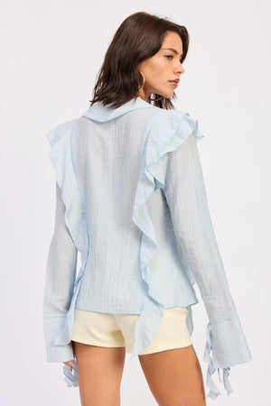 Tie Front Ruffled Top