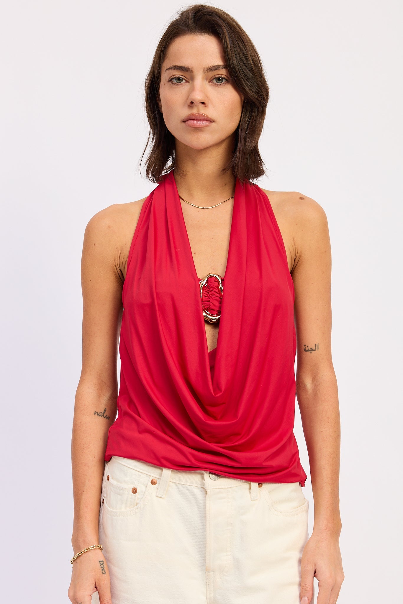 Drape Cowl Neck Bandeau Top