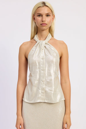 Lurex Linen Halter Top