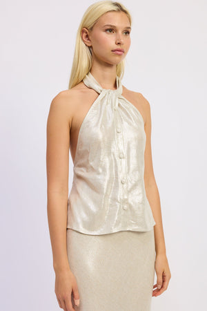 Lurex Linen Halter Top
