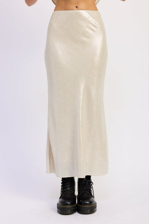 Lurex Linen Bias Midi Skirt