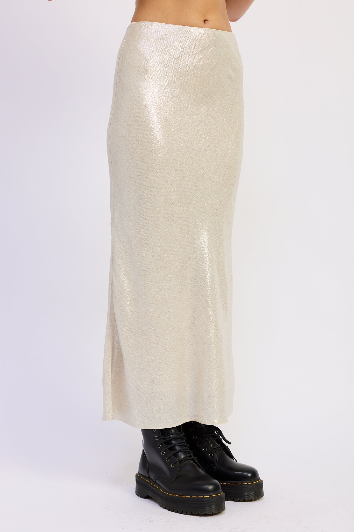 Lurex Linen Bias Midi Skirt