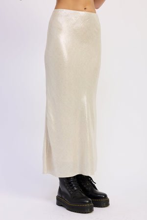 Lurex Linen Bias Midi Skirt