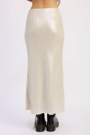 Lurex Linen Bias Midi Skirt