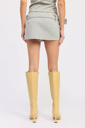 Mini Low Rise Belted Skirt - Heather Grey, Sky Blue, Butter Yellow