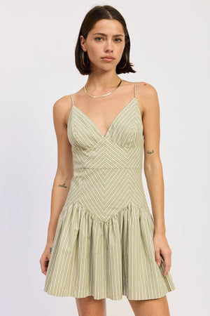 Mini Ruffle Striped Mini Dress