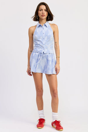 Jacquard Mini Skort With Drawstring