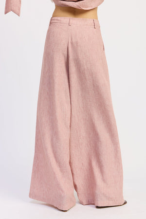 Wide Leg Linen Pants With Chain Belt