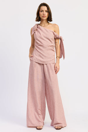 Wide Leg Linen Pants With Chain Belt