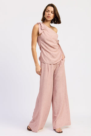 Wide Leg Linen Pants With Chain Belt