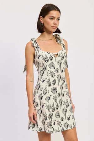 Square Neck Fitted Mini Dress With Tie Straps