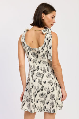 Square Neck Fitted Mini Dress With Tie Straps