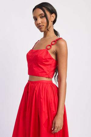 Ring Strap Cropped Top - Red or White