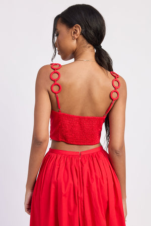Ring Strap Cropped Top - Red or White