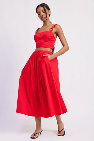 Ring Strap Cropped Top - Red or White