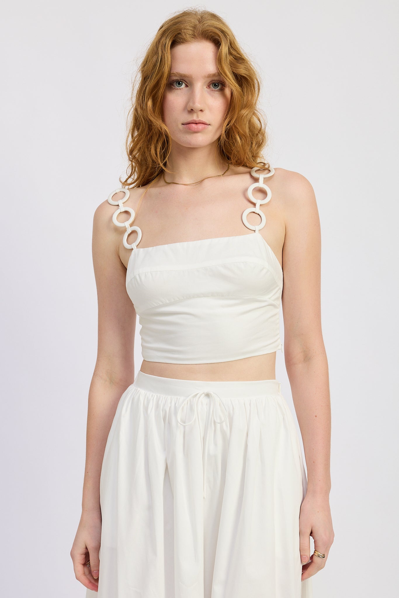 Ring Strap Cropped Top - Red or White
