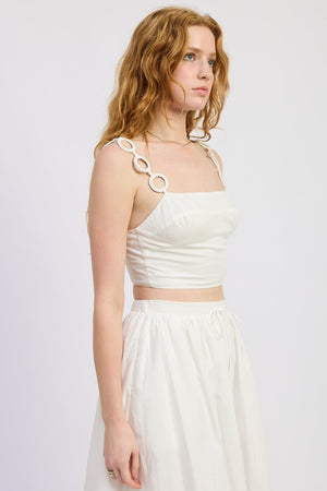 Ring Strap Cropped Top - Red or White