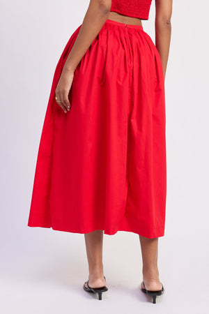 Full Shirred Midi Skirt
