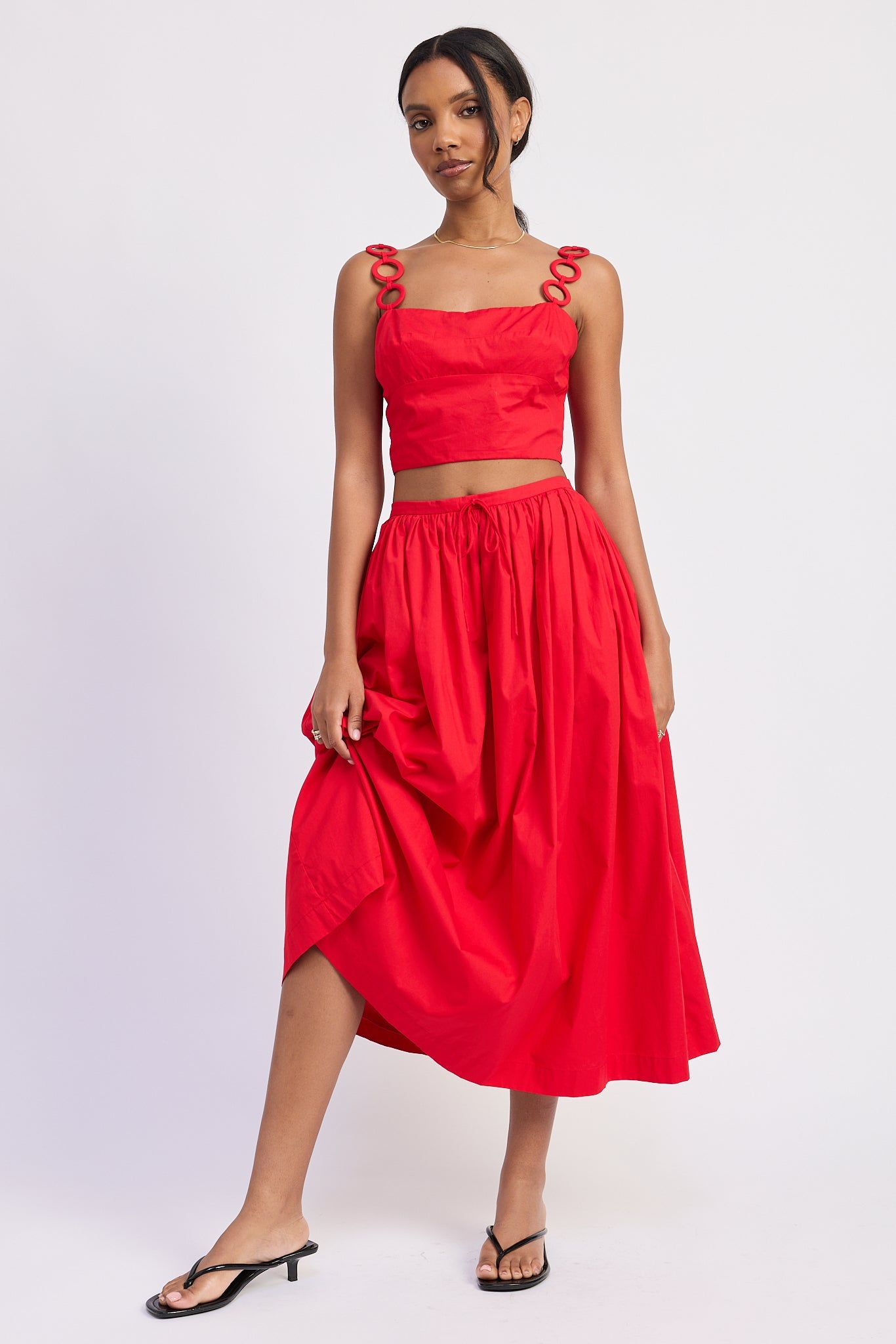 Full Shirred Midi Skirt