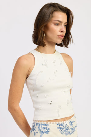 Racer Back Tank Top With Water Beads