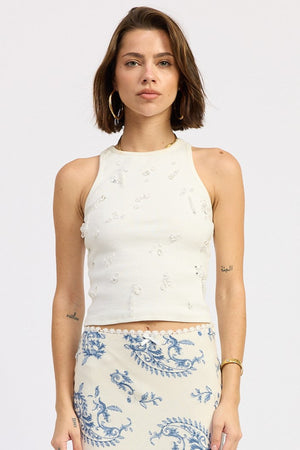 Racer Back Tank Top With Water Beads