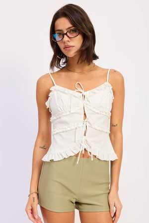 Ruffled Spaghetti Strap Cami Top