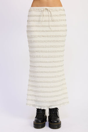 Low Rise Ruffle Maxi Skirt