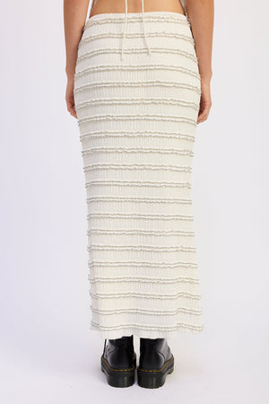 Low Rise Ruffle Maxi Skirt