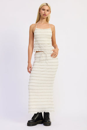 Low Rise Ruffle Maxi Skirt