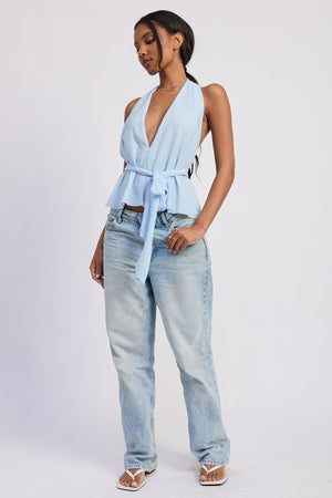 Halter Backless Scarf Top