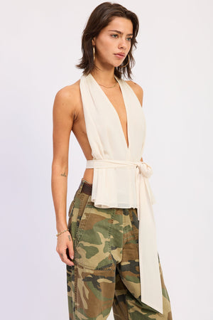 Halter Backless Scarf Top