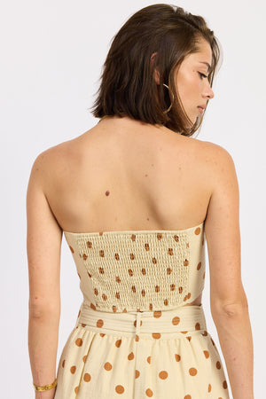 Front Tie Polka Dot Scarf Crop Top