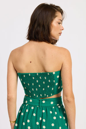 Front Tie Polka Dot Scarf Crop Top