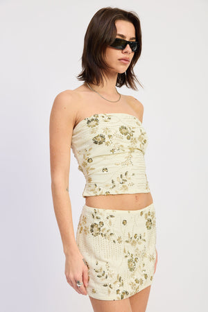 Beaded Sequin Tube Top - Orange, Black or Ivory