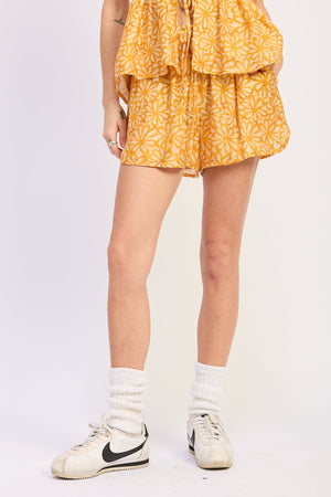 Floral Shorts With Pockets And Drawstring