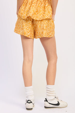 Floral Shorts With Pockets And Drawstring
