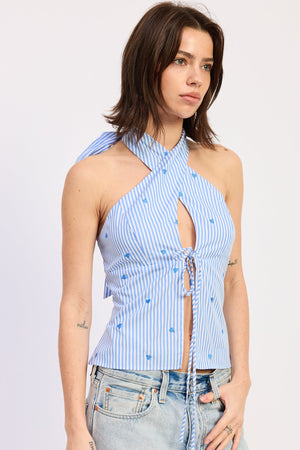 Crossed Halter Tie Top