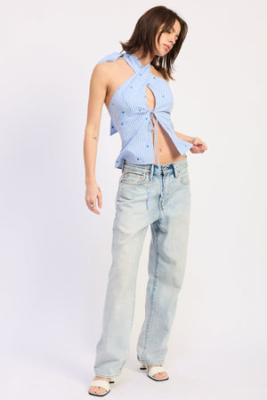 Crossed Halter Tie Top