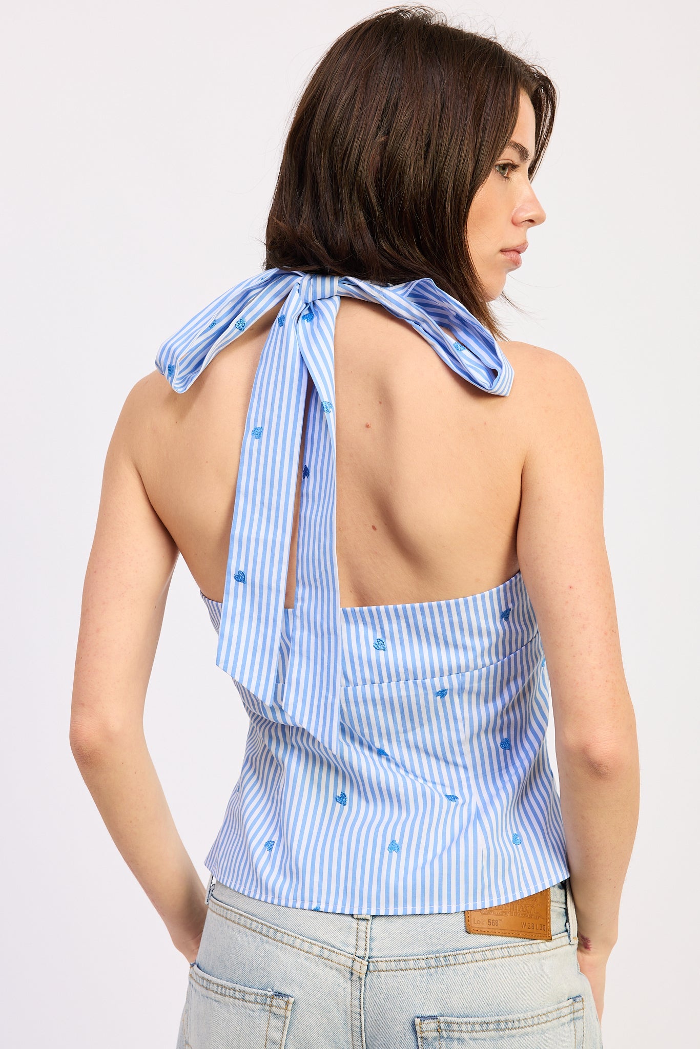 Crossed Halter Tie Top