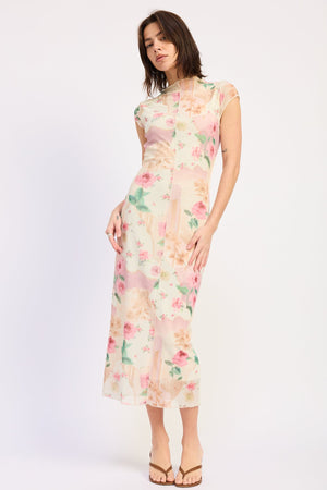 Sheer Mesh Merrow Seam Midi Dress