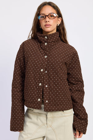 Polka Dot Quilt Puffer Jacket