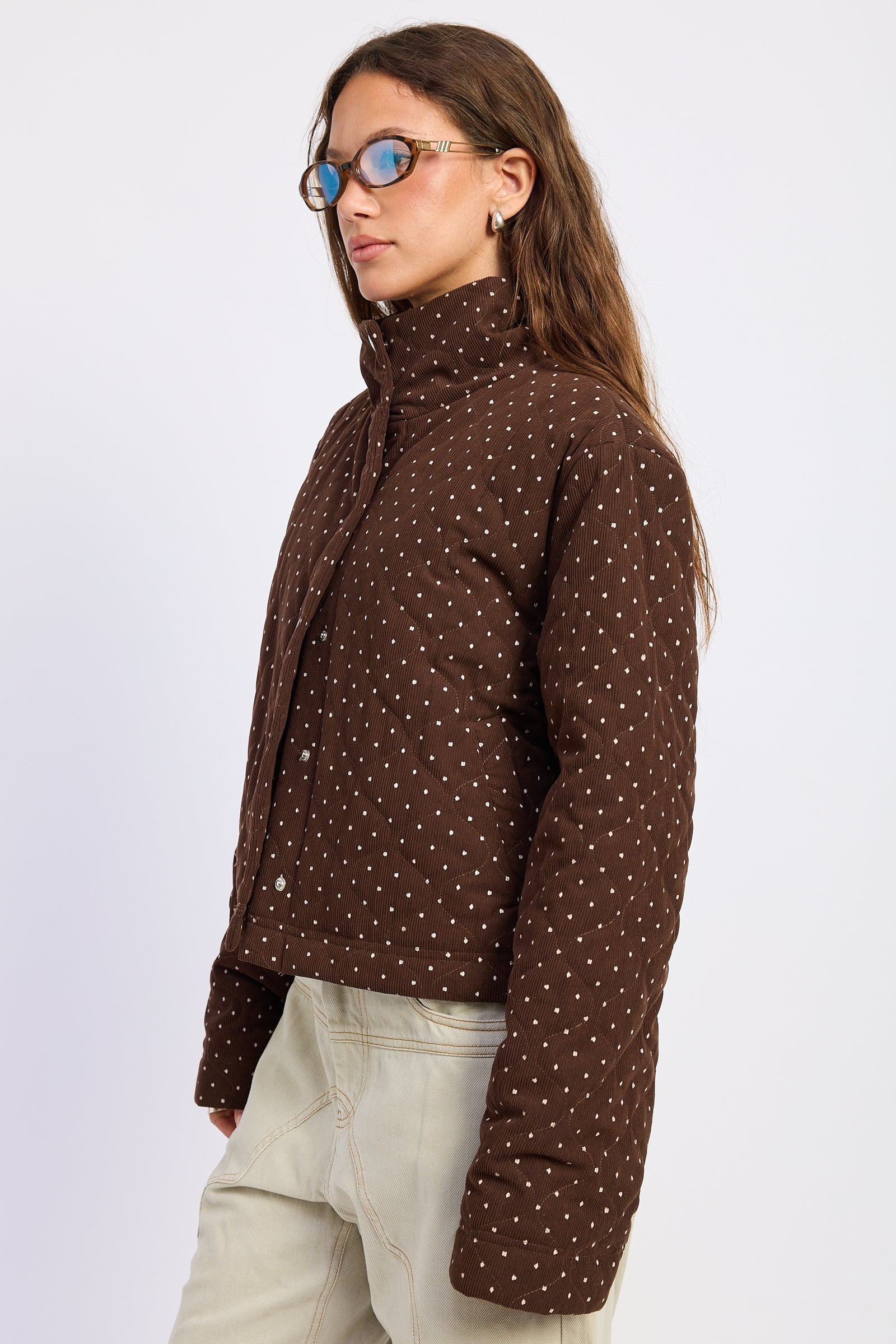 Polka Dot Quilt Puffer Jacket