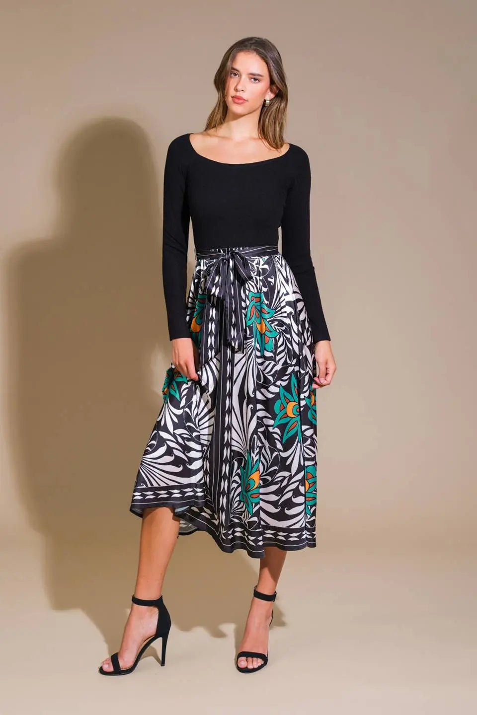 Black midi dress for a semi-formal or evening wedding
