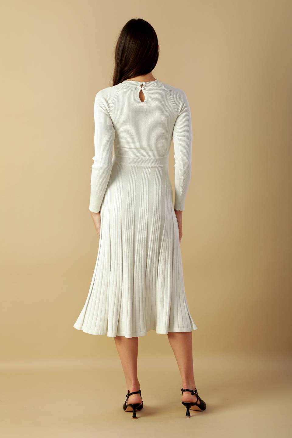 HIGH STANDARDS SWEATER MIDI DRESS L FLYING TOMATO CREAM METALLIC / L