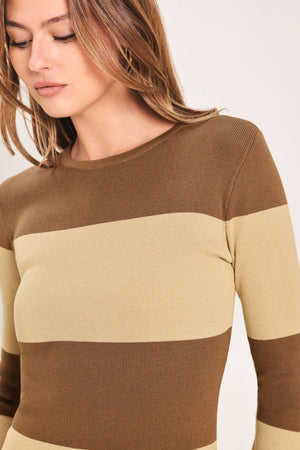 ESPRESSO & CREAM SWEATER KNIT MIDI DRESS
