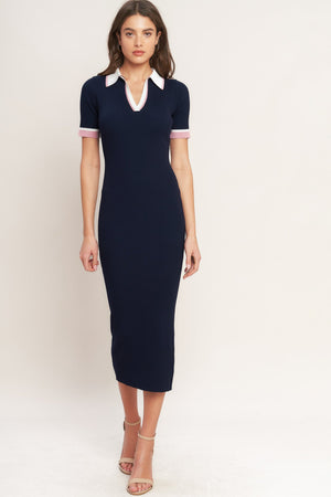 HEELS-READY SILHOUETTE KNIT MIDI DRESS