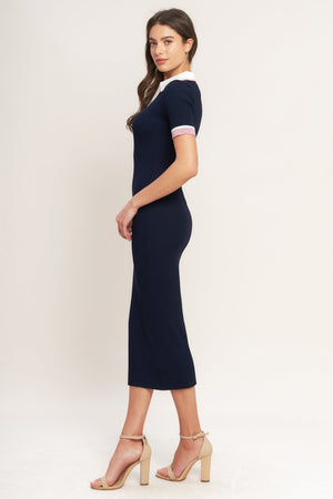 HEELS-READY SILHOUETTE KNIT MIDI DRESS