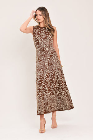 HAZEL PAISLEY EMBRACE JACQUARD SWEATER MIDI DRESS