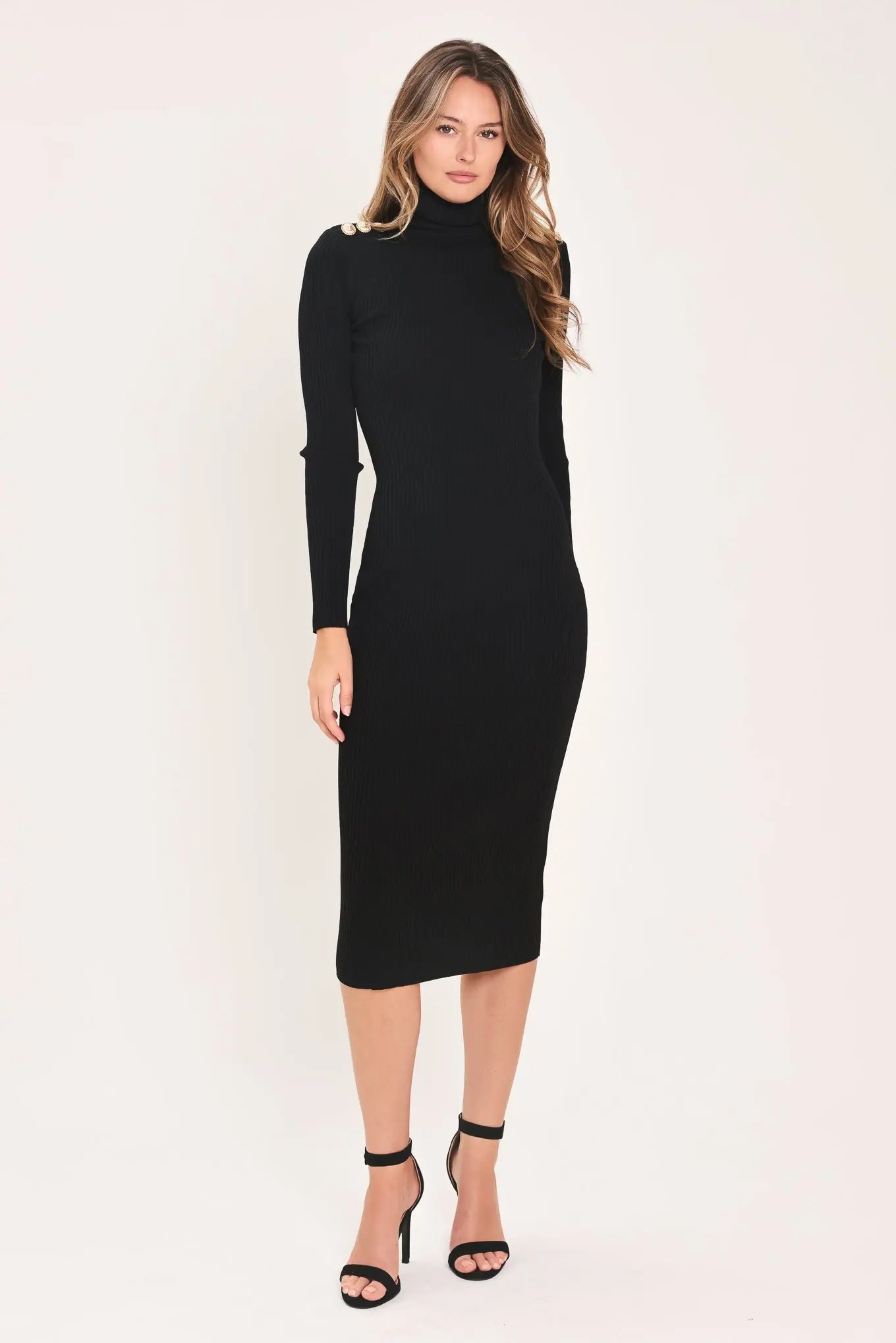 POLISHED MOMENTS TURTLENECK SWEATER MIDI DRESS